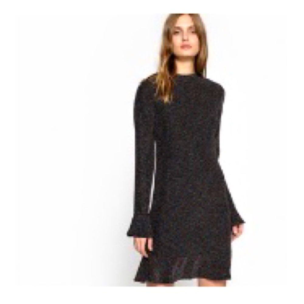 La Redoute Collections high neck metallic dress with ruffles